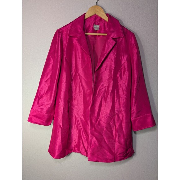 Chico's Hot Pink Topper Jacket Bracelet Sleeve Size 12 14 - Picture 4 of 13